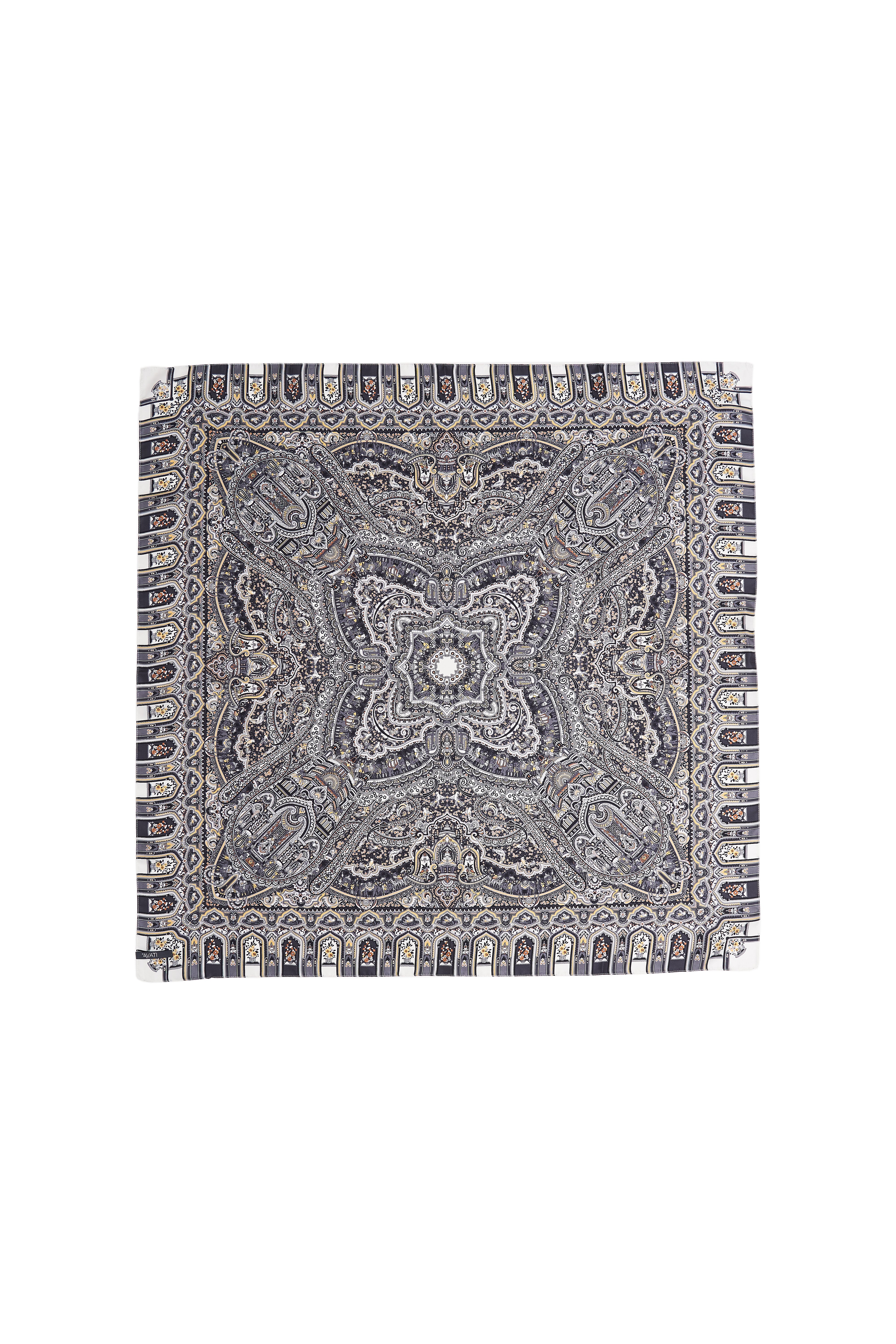 100% SILK GREY PRINTED SCARF