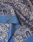 100% SILK PRINTED SCARF WITH BLUE FRAME