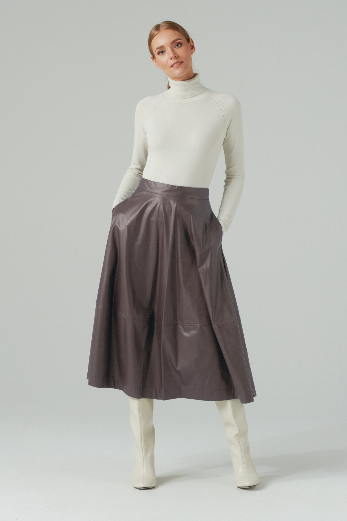 MID-CALF LENGTH STONE SKIRT