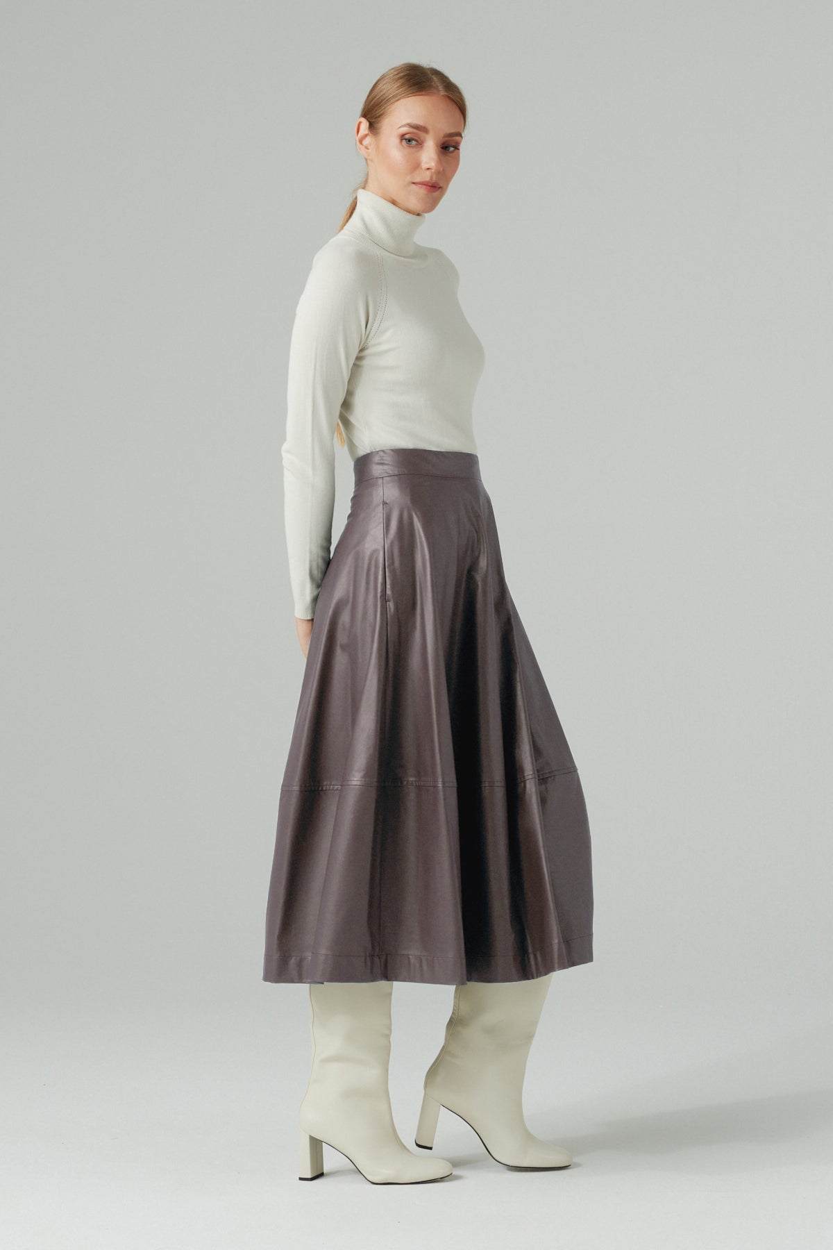 MID-CALF LENGTH STONE SKIRT