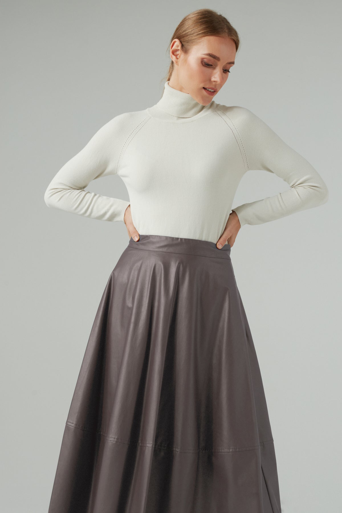 MID-CALF LENGTH STONE SKIRT