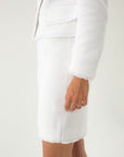 WAFFLE-TEXTURE WHITE SKIRT