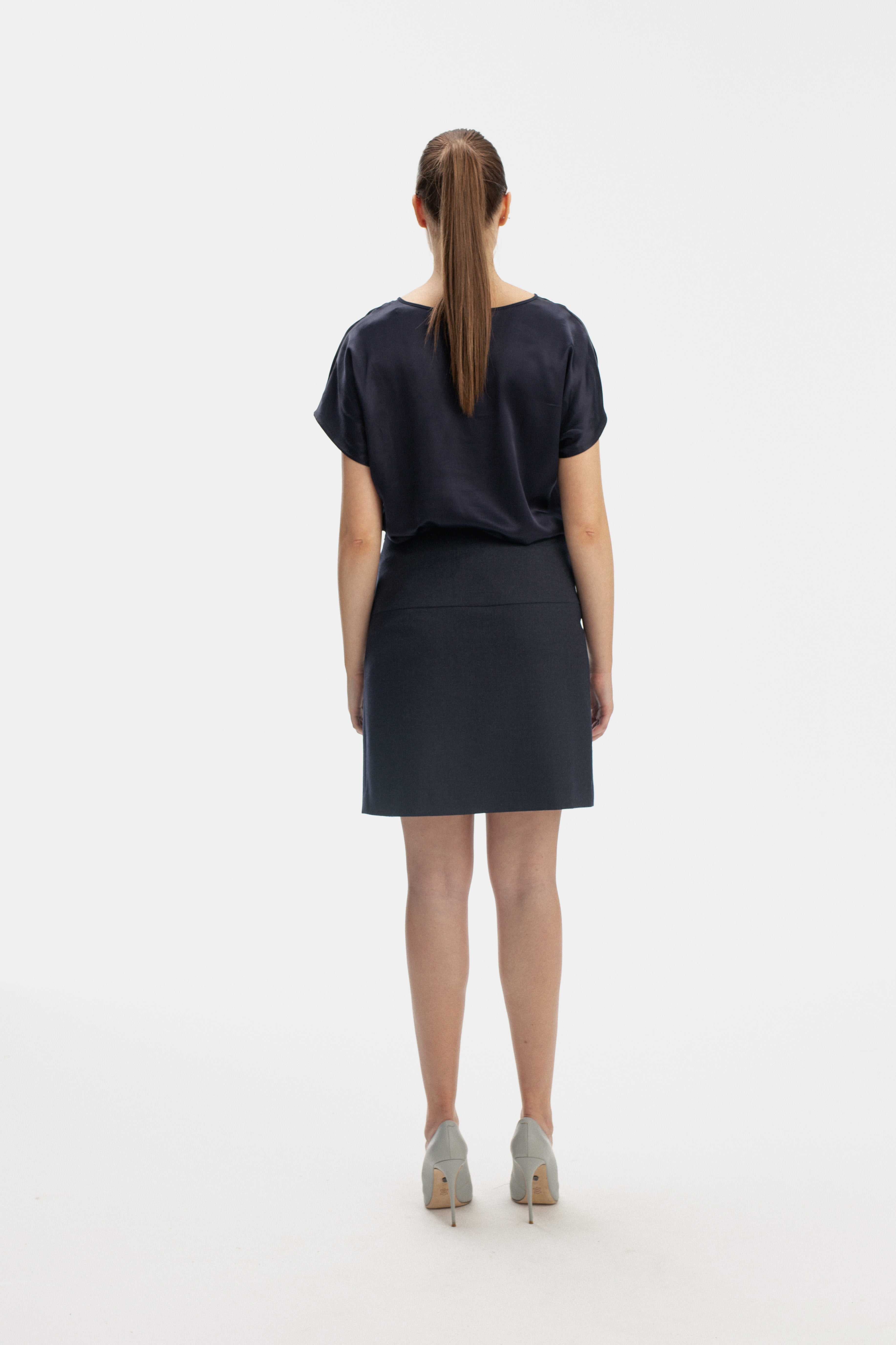 BLUE SKIRT WITH DECORATIVE ZIPPER