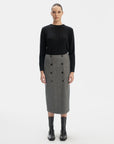 STRAIGHT SILHOUETTE GREY MIDI SKIRT