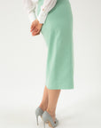 STRAIGHT SILHOUETTE MINT MIDI SKIRT