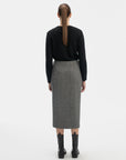 STRAIGHT SILHOUETTE GREY MIDI SKIRT