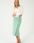 STRAIGHT SILHOUETTE MINT MIDI SKIRT