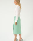 STRAIGHT SILHOUETTE MINT MIDI SKIRT