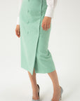 STRAIGHT SILHOUETTE MINT MIDI SKIRT