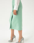 STRAIGHT SILHOUETTE MINT MIDI SKIRT