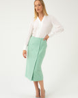 STRAIGHT SILHOUETTE MINT MIDI SKIRT