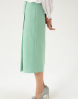 STRAIGHT SILHOUETTE MINT MIDI SKIRT