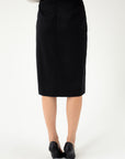 BLACK SUIT SKIRT WITH DIAGONAL SPLIT