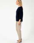 PURE WOOL LOOSE FIT NAVY SWEATER