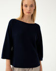 PURE WOOL LOOSE FIT NAVY SWEATER