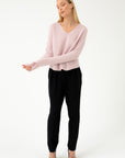 MERINO WOOL PINK V-NECK SWEATER