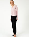 MERINO WOOL PINK V-NECK SWEATER