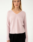 MERINO WOOL PINK V-NECK SWEATER