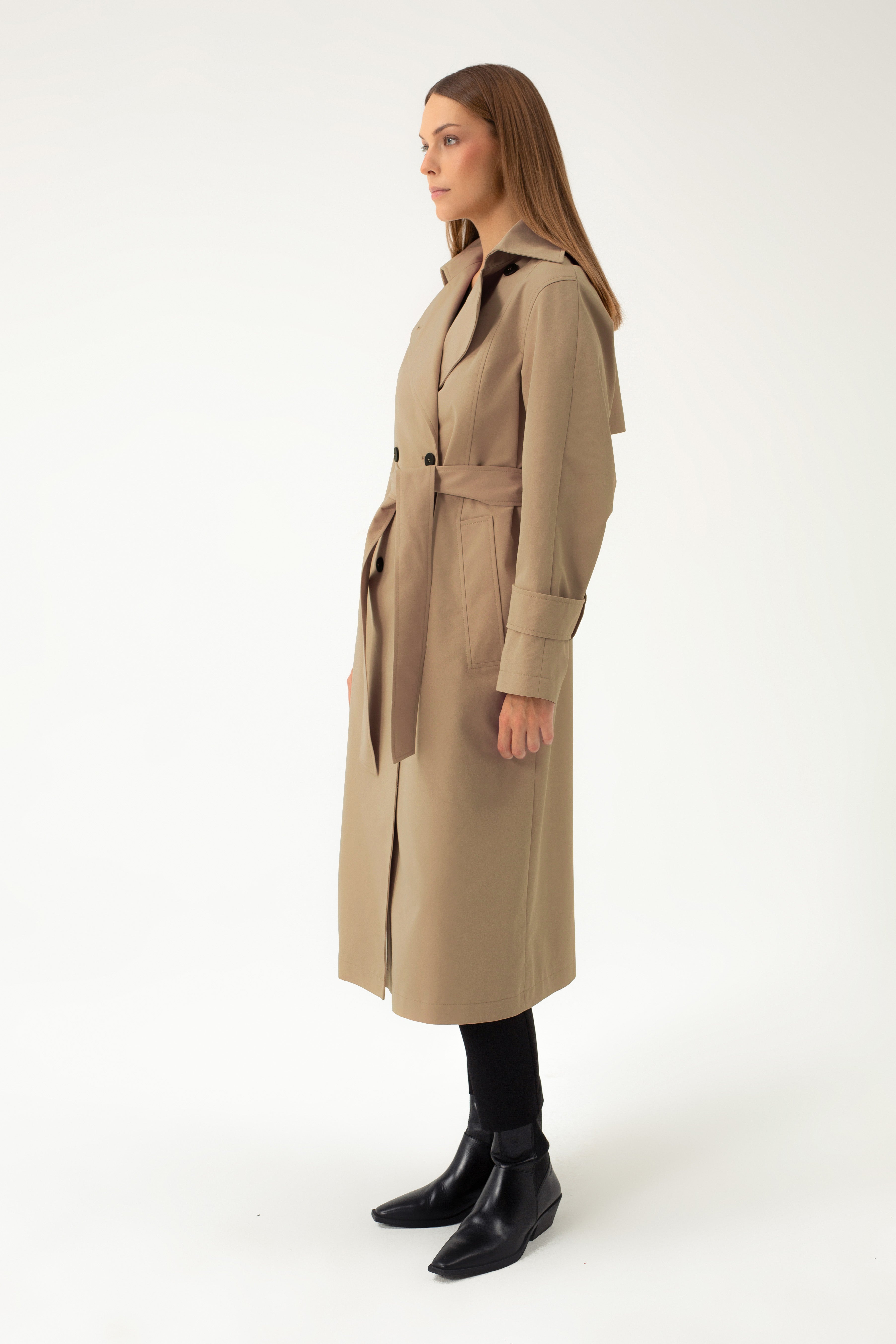 LONG BROWN TRENCH COAT