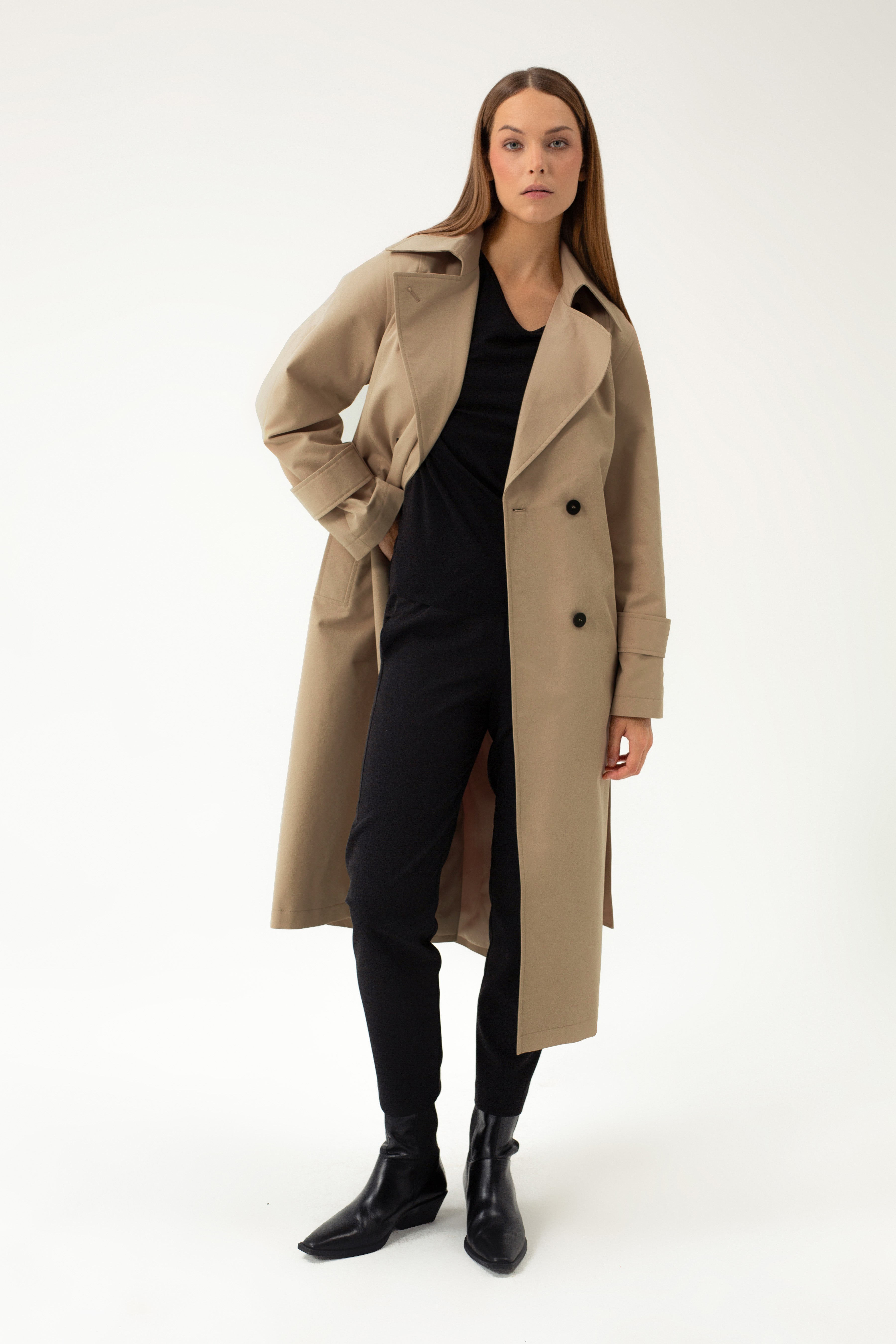 LONG BROWN TRENCH COAT