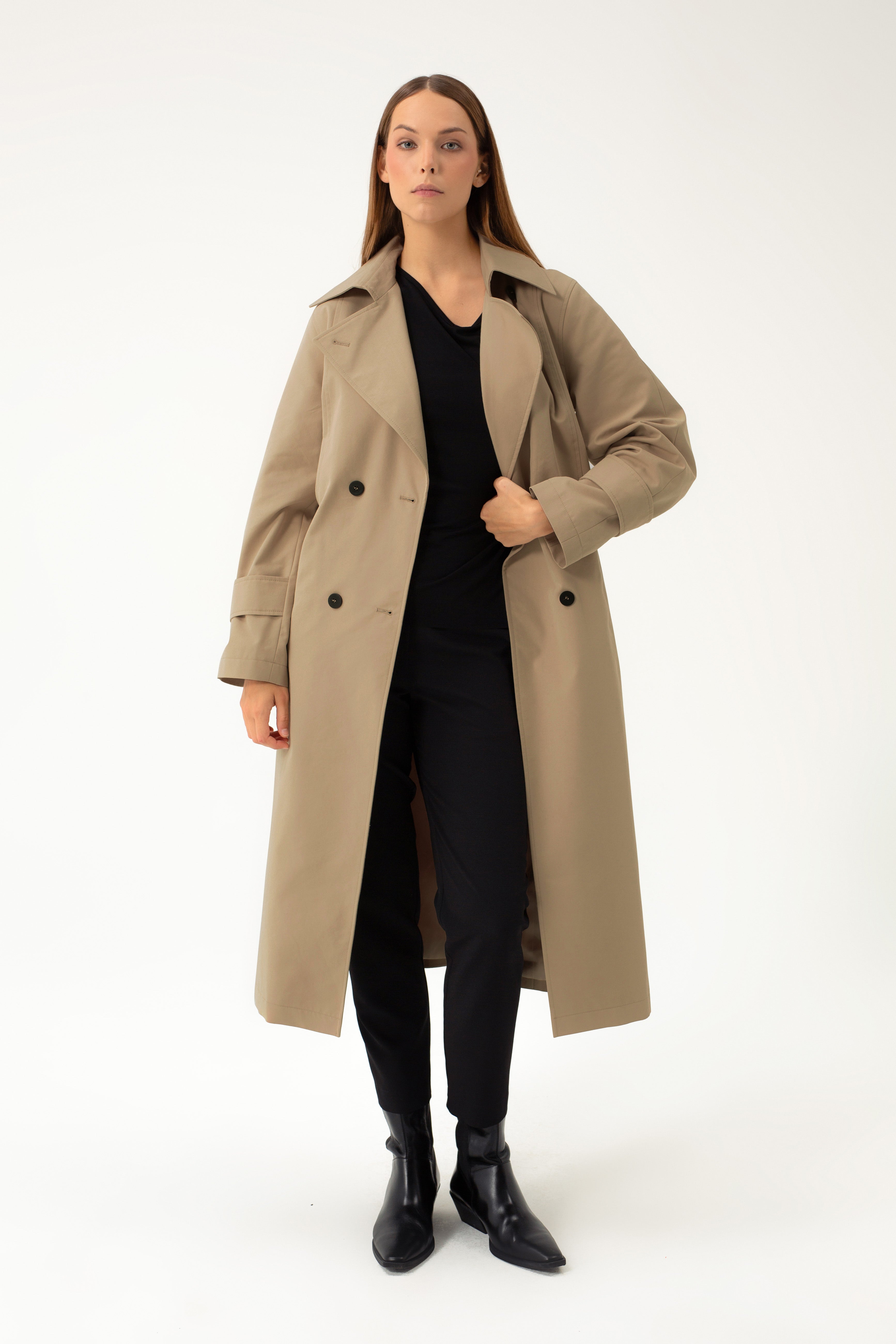 LONG BROWN TRENCH COAT