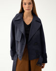 SHORT DARK NAVY TRENCH COAT