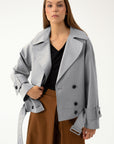 SHORT LIGHT GREY TRENCH COAT