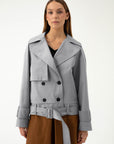 SHORT LIGHT GREY TRENCH COAT