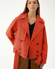 SHORT TERRACOTA SHADE TRENCH COAT