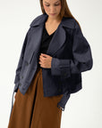 SHORT DARK NAVY TRENCH COAT