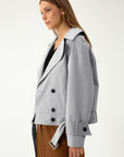 SHORT LIGHT GREY TRENCH COAT