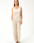 STRAIGHT-LEG BEIGE LIGHTWEIGHT TROUSERS