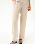 STRAIGHT-LEG BEIGE LIGHTWEIGHT TROUSERS