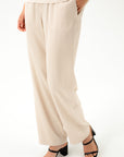 STRAIGHT-LEG BEIGE LIGHTWEIGHT TROUSERS