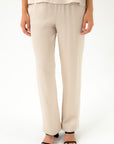 STRAIGHT-LEG BEIGE LIGHTWEIGHT TROUSERS