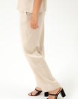 STRAIGHT-LEG BEIGE LIGHTWEIGHT TROUSERS