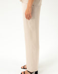 STRAIGHT-LEG BEIGE LIGHTWEIGHT TROUSERS