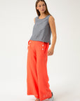 WIDE-LEG LINEN CORAL TROUSERS