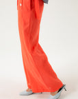 WIDE-LEG LINEN CORAL TROUSERS