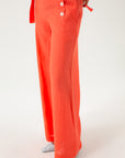 WIDE-LEG LINEN CORAL TROUSERS