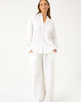 WIDE-LEG LINEN WHITE TROUSERS