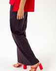 STRAIGTH NAVY TROUSERS WITH RED STRIPES