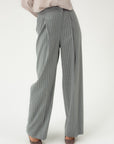 STRIPED WIDE-LEG TROUSERS WITH ASYMMETRIC CLASP