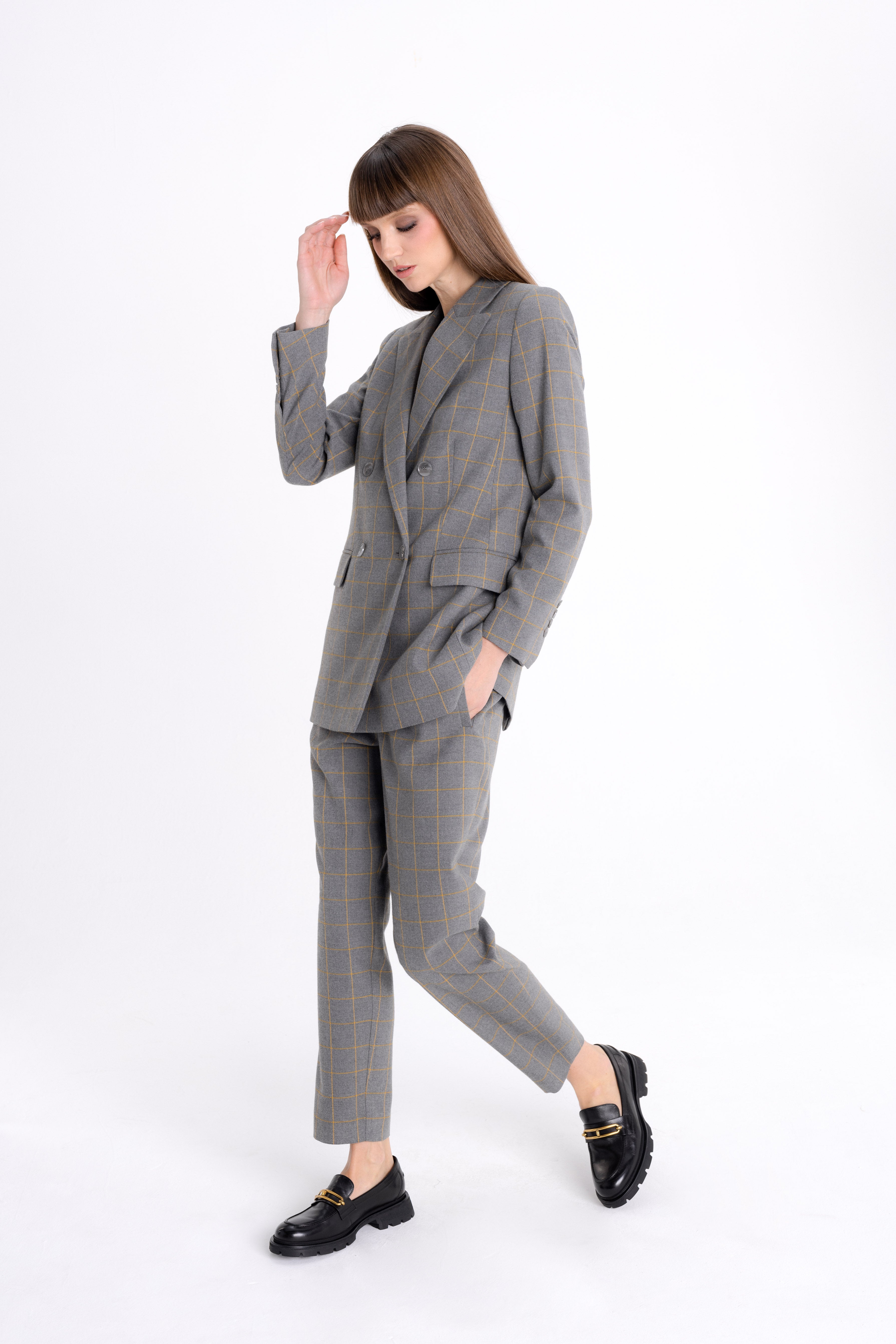 CHECKED GREY JOGGER TROUSERS