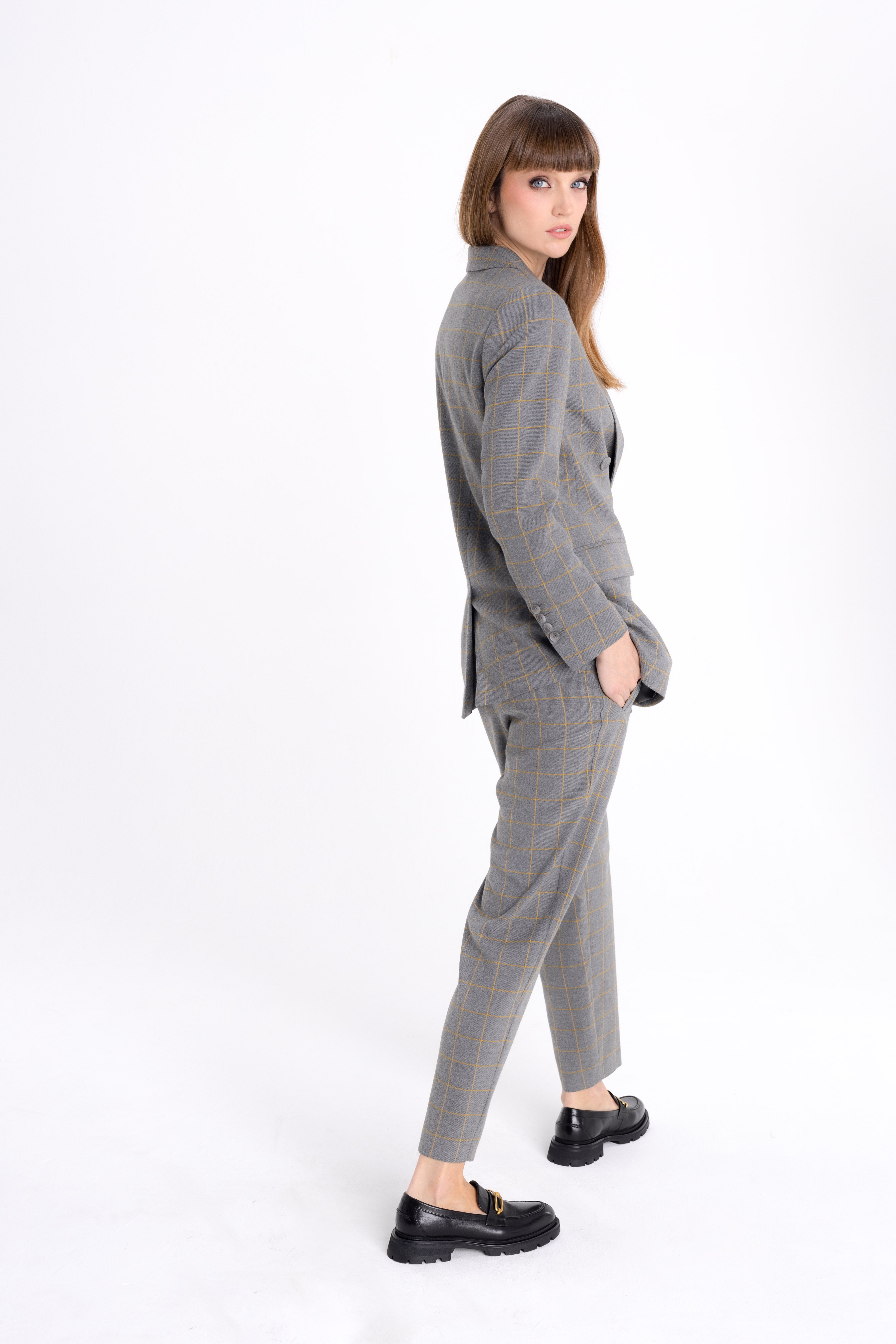 CHECKED GREY JOGGER TROUSERS