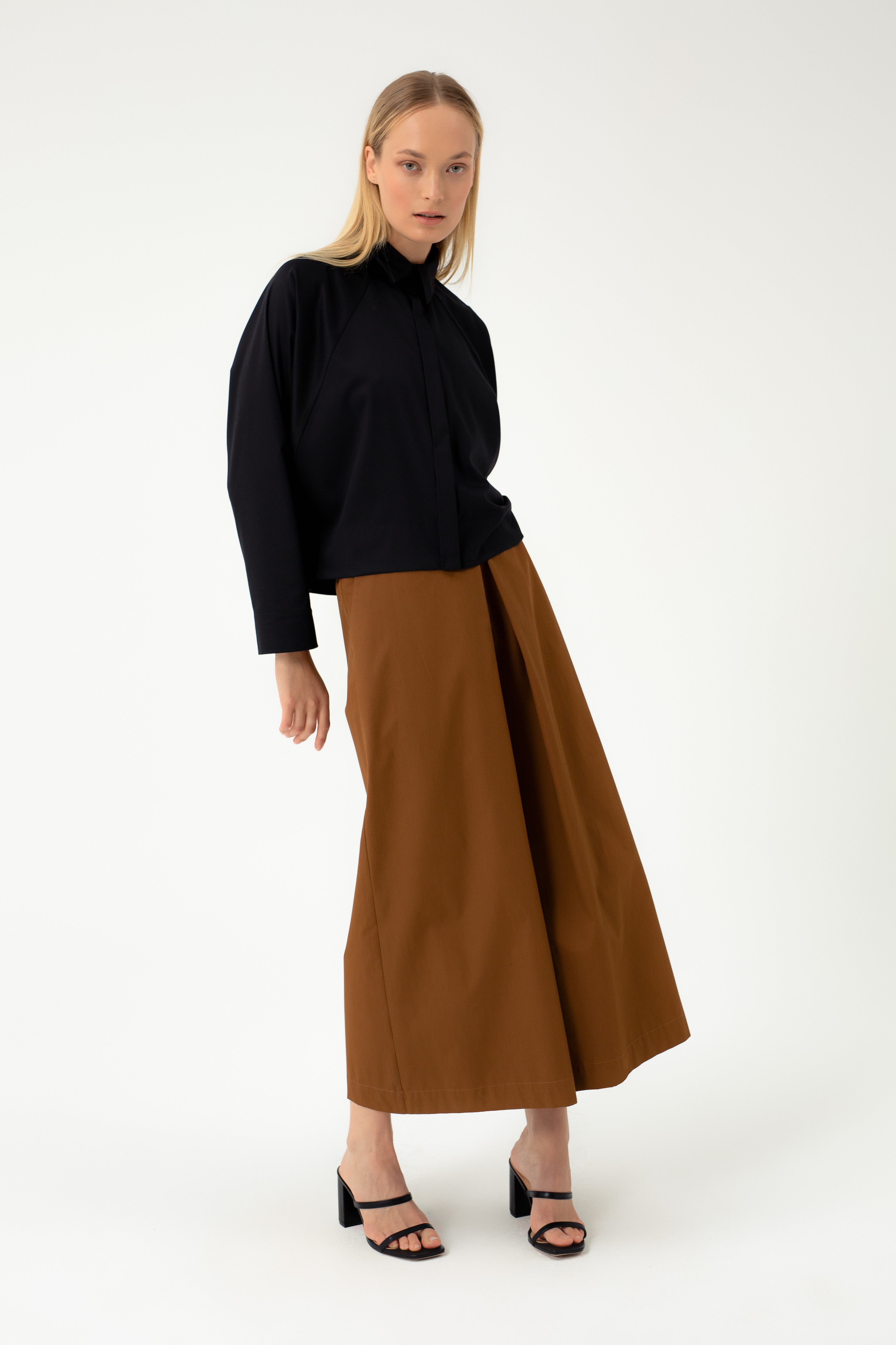 ORGANIC COTTON CULOTTES WITH DEEP PLEAT