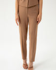 SLIM FIT CAMEL TROUSERS WITH FRONT PLEATS