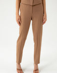 SLIM FIT CAMEL TROUSERS WITH FRONT PLEATS