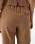 SLIM FIT CAMEL TROUSERS WITH FRONT PLEATS