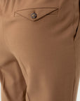 SLIM FIT CAMEL TROUSERS WITH FRONT PLEATS